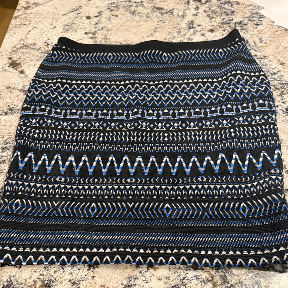 Karen Kane Black and Blue Geometric Pencil Skirt
